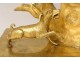 Pendulum gilded bronze shepherd dog goddess Flore hunting deer Restoration nineteenth