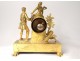 Pendulum gilded bronze shepherd dog goddess Flore hunting deer Restoration nineteenth