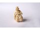 Small ivory miniature sculpture Dieppe sitting woman Polletaise XIXth century