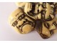Netsuke Manju Ryusa Ivory Carved Noon Demon Masks Oni Japan Signed Edo Nineteenth