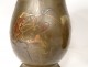 Pair of bronze vases Japan birds flowers katakiri bori shakudo Meiji nineteenth