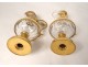 Pair cruets gold metal plate glass crystal enamel cross nineteenth century