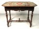 Louis XIII table walnut carved wood turned eighteenth century tapestry