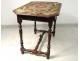 Louis XIII table walnut carved wood turned eighteenth century tapestry