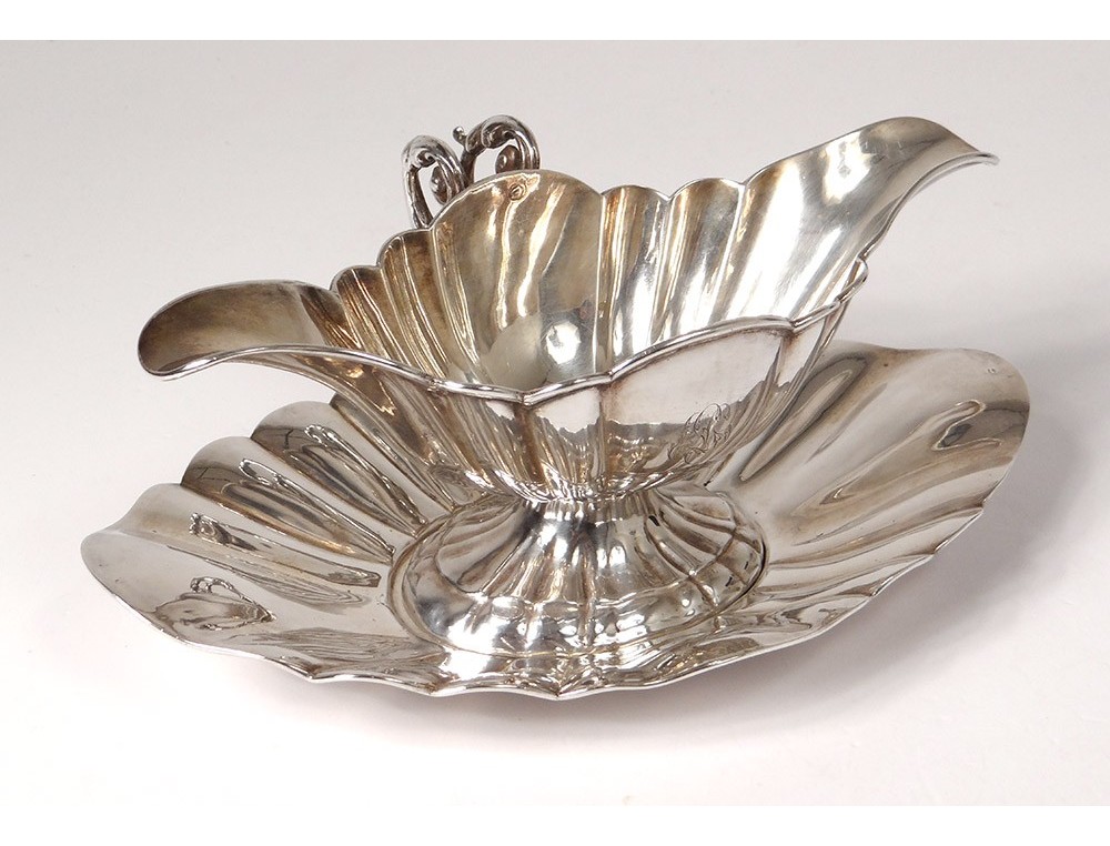Saucière en métal argenté Roux Marquiand - Brocante En Ligne