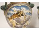 Pair of earthenware vases Italy Urbino characters mythology snakes nineteenth
