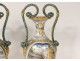 Pair of earthenware vases Italy Urbino characters mythology snakes nineteenth