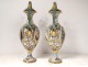 Pair of earthenware vases Italy Urbino characters mythology snakes nineteenth