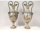 Pair of earthenware vases Italy Urbino characters mythology snakes nineteenth