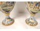 Pair of earthenware vases Italy Urbino characters mythology snakes nineteenth