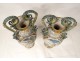 Pair of earthenware vases Italy Urbino characters mythology snakes nineteenth