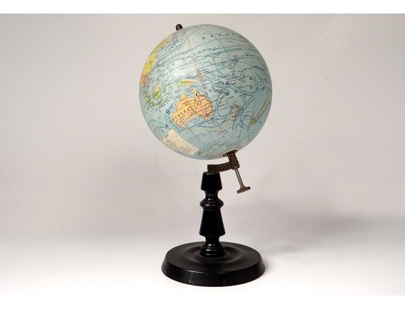 Mappemonde Galileo style Vintage globe terrestre de bureau laiton et beige