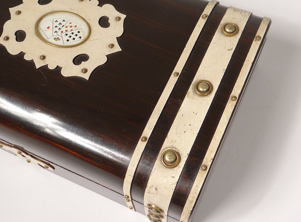 Cofre Para Juego De Quadrille Caja Madera Lacada Cartas Fichas Finales