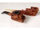 2 old pipes heather carved deer stag Monn Saint-Claude twentieth century