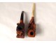 2 old pipes heather carved deer stag Monn Saint-Claude twentieth century