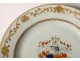 Pairs porcelain dishes Compagnie des Indes coat of arms coat of arms knight 18th