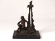 Bronze thermometer black marble cherub globe column allegory nineteenth century