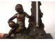 Bronze thermometer black marble cherub globe column allegory nineteenth century