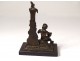 Bronze thermometer black marble cherub globe column allegory nineteenth century