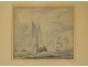 Lavis marine painting sailing boats Charles Huysmans Belgian school nineteenth