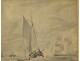 Lavis marine painting sailing boats Charles Huysmans Belgian school nineteenth