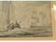 Lavis marine painting sailing boats Charles Huysmans Belgian school nineteenth