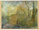 Watercolor gouache Joseph Posenaer landscape lock Flemish school twentieth century