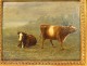 HSP table landscape cows JL. Van Hemelrijck Belgian School XIXth Century