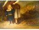 HST painting woman child landscape countryside french school nineteenth century