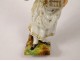 Polychrome porcelain statuette elegant woman cage oiseeau nineteenth century