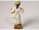 Polychrome porcelain statuette elegant woman cage oiseeau nineteenth century