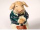 Moutardier porcelain polychrome pig sitting Mog Father Son Dijon twentieth