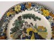 Plate polychrome Montereau Louis Lebeuf characters Walnut Nineteenth