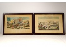 2 Engravings Wars Napoleon Battles Eylau Abensberg Empire 1807 1809 Nineteenth