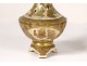 Pair small porcelain vases Satsuma Japan characters Geishas Meiji nineteenth