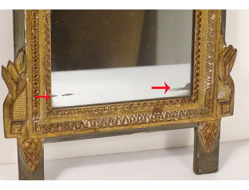 Miroir Louis XVI en Bois Doré Sculpté avec Verre Eglomisé, Pays-Bas