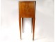 Bedside table wood rose marquetry fleur lys marble Sainte-Anne nineteenth century