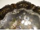 Tilting wood pedestal blackened inlays mother of pearl flowers Napoleon III nineteenth