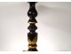 Tilting wood pedestal blackened inlays mother of pearl flowers Napoleon III nineteenth