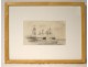 Pencil drawing marine naval battle ships ships sailing ships Baillot 19th