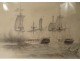 Pencil drawing marine naval battle ships ships sailing ships Baillot 19th