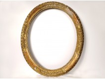 Oval frame carved wood gilded flowers foliage antique frame 18th century