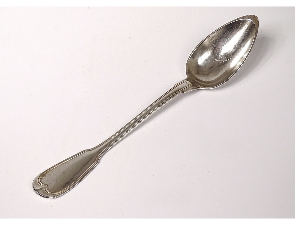Serving spoon solid silver Mercury silversmith Deniere 125gr XIXth