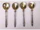 Set of 4 salt scoops mustard spoon Minerva goldsmith Collet 37gr XIXth