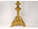 Tapered candlestick altarpiece crucifix neo-gothic gilt bronze 19th dragons