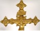 Tapered candlestick altarpiece crucifix neo-gothic gilt bronze 19th dragons