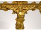 Tapered candlestick altarpiece crucifix neo-gothic gilt bronze 19th dragons