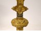 Tapered candlestick altarpiece crucifix neo-gothic gilt bronze 19th dragons