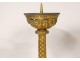 Tapered candlestick altarpiece crucifix neo-gothic gilt bronze 19th dragons