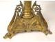 Tapered candlestick altarpiece crucifix neo-gothic gilt bronze 19th dragons